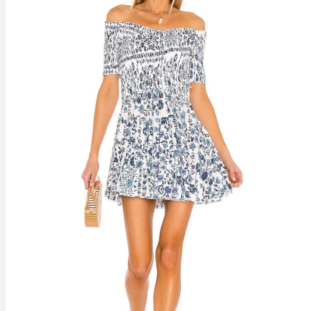 Poupette St. Barth Soledad mini dress in white & blue Foulard